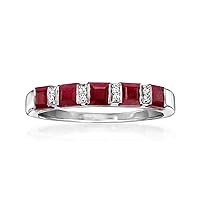 Ross-Simons 1.50 ct. t.w. Ruby Ring With Diamond Accents in Sterling Silver. Size 8