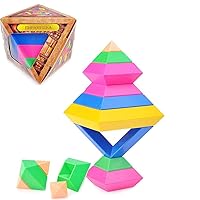 AEVVV Erudite Pyramid Puzzle - Engaging Spatial and Creative Thinking Game, 15 Pieces, Multicolor, 10.6 Inches Tall