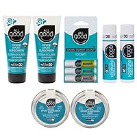 All Good Mineral Ultimate Sun Care Set - 3-Pack SPF Lip Balms, 2 Sunscreen Lotions, 2 Zinc Sun Butters, & 2 Face/Nose/Ear Sunsticks - Water Resistant & Coral Reef Friendly (Unscented)
