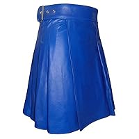 Mens Scottish Punk Skirt Pleated PU Leather Kilt Utility Traditional Scottish Tartans Solid Color Vintage Costume Kilts