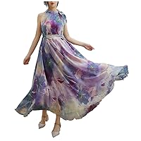 MedeShe Women's Sleeveless Halter Neck Bridesmaid Dress Candy Color Evening Prom Flare Dresses