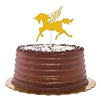 Restaurantware Top Cake 6 X 4.3 Inch Cake Toppers 10 Unicorn Design Cake Topper Inserts - Sturdy With Glitter Detail Gold Paper Cake Decoration Birthday Baby Shower Wedding Supplies