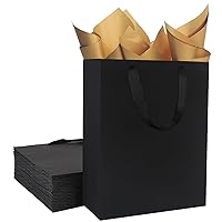 QIELSER 12Pcs Black Gift Bags with Tissue Paper 8