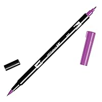 Tombow 56574 Dual Brush Pen Art Marker, 665 - Purple, 1 Pack. Blendable, Brush & Fine Tip Marker