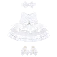 Lilax Baby Girls Floral Lace Dress, Layered Tulle Tutu Gown Set