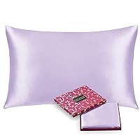 100% Mulberry Silk Pillowcase for Hair and Skin Health, Hidden Zipper, 22 Momme, Both Sides Smooth, Breathable and Natural, Machine Washable, Sleep Mantra (King, Lavender)