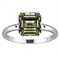 4.70 ct VS2 Emerald Moissanite Silver Plated Engagement Ring Gray Green Color Size 7