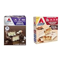 Atkins Chocolate Coconut Bar 16 Count, Vanilla Caramel Pretzel Protein Meal Bar 5 Count