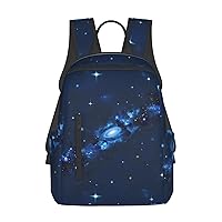 Blue Galaxy Pattern Print Simple And Lightweight Leisure Backpack, Men'S And Women'S Fashionable Travel Backpack