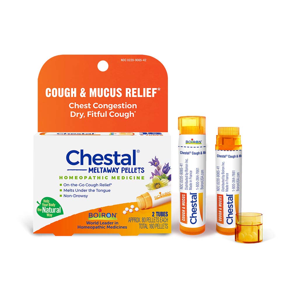 Boiron Chestal Cough and Mucus Relief for Adults, White, 80 Count, Pack of 2
