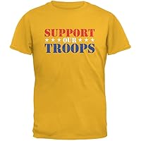 Support Our Troops Red White & Blue Stars Gold Adult T-Shirt - X-Large