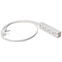 Amazon Basics 3-Foot 3-Prong Indoor Rectangle Extension Cord Power Strip, Flat Plug, Grounded 13 Amps, 1625 Watts, 125 VAC, 2-Pack, White