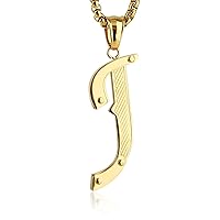 HZMAN Mens Stainless Steel Alphabet Initial Letters Pendant Necklace 2 Colors Gold Silve From A-Z
