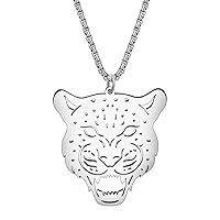 DALANE Stainless Steel Cute Leopard Tiger Necklace 18K Gold Plated Pendant Cheetah Jewelry Novelty Gifts for Women Girls Charms