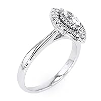 14KT White Gold H-I Color Quality Prong Setting Marquise Shape Diamond Ring For Women and Girls