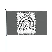 In May We Wear Gray Rainbow Brain Cancer Awareness Month Flag 3x5 Ft Double Side Outdoor Farmhouse Yard Sign Garden Decorative Flag With Brass Grommets