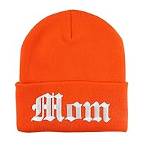 Trendy Apparel Shop MOM Old English Embroidered Long Cuff Beanie
