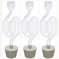 S-Shape Airlock with #7 Stopper, (Bubble Airlock)(Pack of 3)