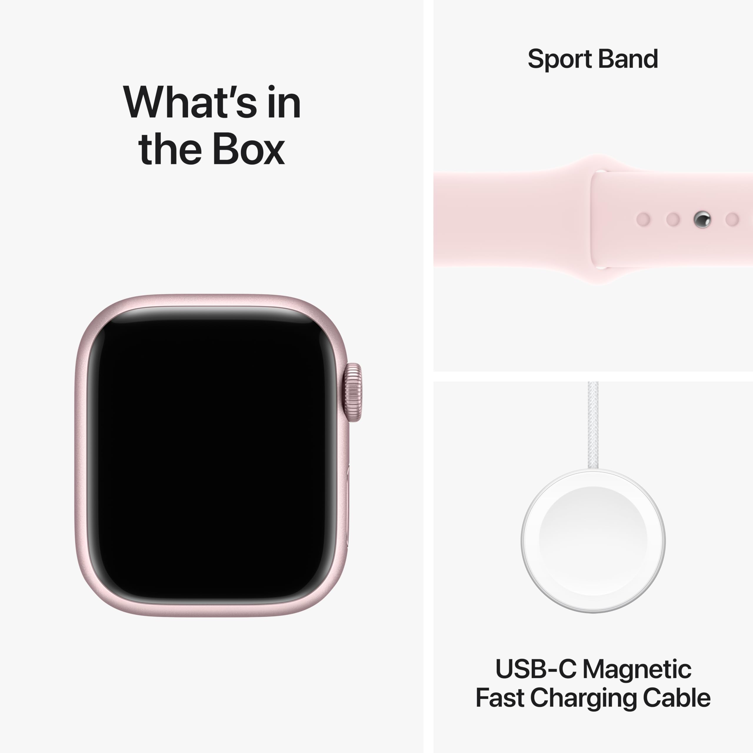 Apple Watch Series 9 [GPS 41mm] Smartwatch with Pink Aluminum Case with Pink Sport Band M/L. Fitness Tracker, Blood Oxygen & ECG Apps, Always-On Retina Display