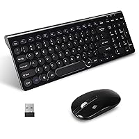 LeadsaiL Wireless Keyboard and Mouse Combo, Wireless USB Mouse and Computer Keyboard Set, Compact and Silent for Windows Laptop, Desktop, PC- Black