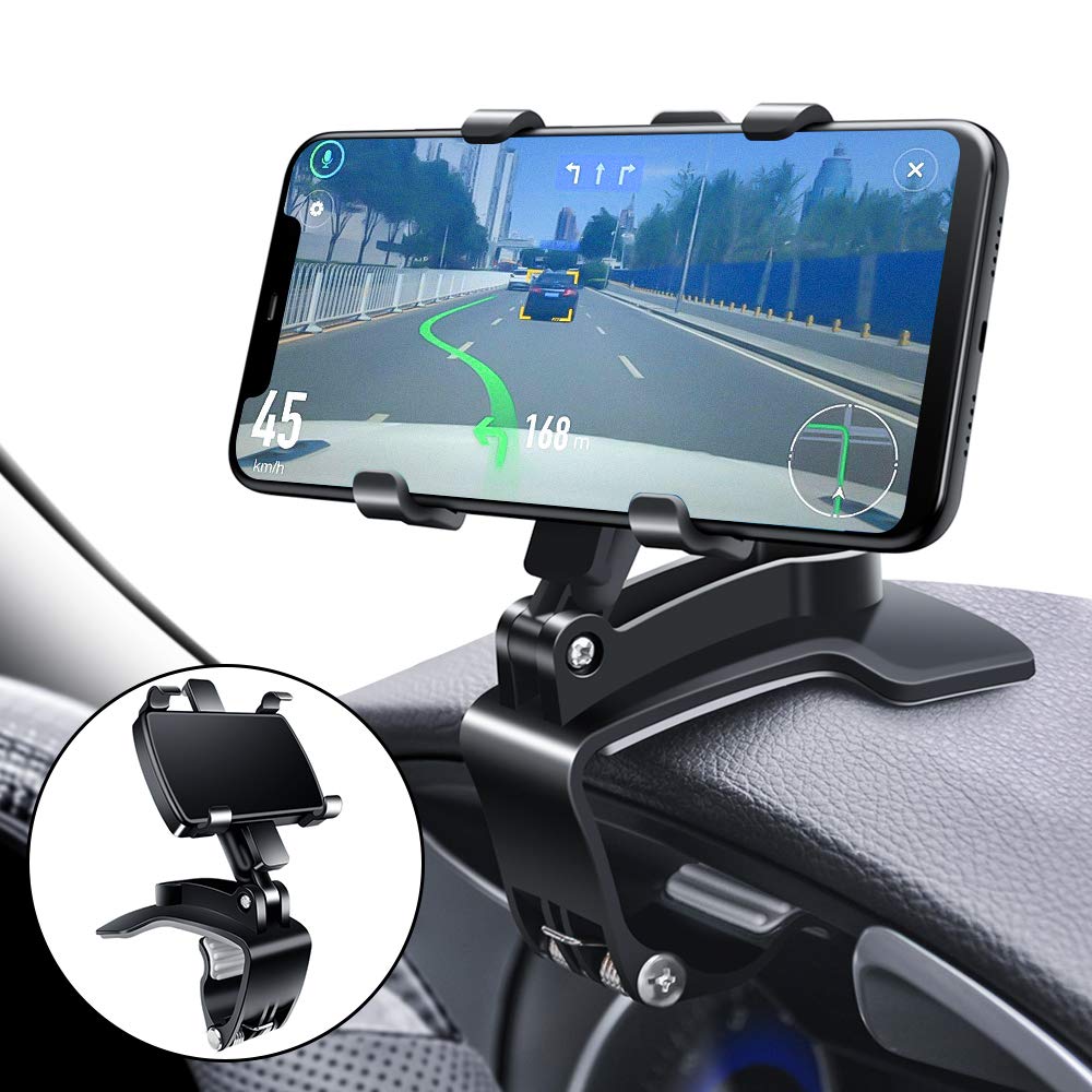 FONKEN Car Phone Mount, Cell Phone Holder for Car 360 Degree Rotation Dashboard Clip Mount Car Phone Stand Compatible for iPhone 11/12 Pro Max XS Max XR 8 8Plus 7 Samsung Galaxy S10 S9 S8 LG and More
