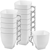 White Square Plastic Mini Coffee Tea Cups (2 oz., Pack of 12) - Elegant & Convenient Design - Ideal for Celebrations, Gatherings, and Everyday Dining