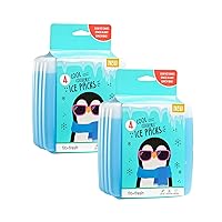 Cool Coolers by Fit + Fresh, 4 Pack Slim Ice Packs, Space Saving Reusable Ice Packs for Lunch Boxes or Coolers