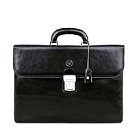 Maxwell Scott - Mens Luxury Leather Classic Business Briefcase with Key Lock - 2 Section - Handmade in Italy - The Paolo2