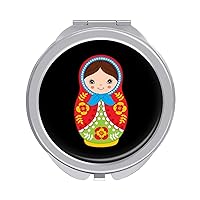 Russian Nesting Dolls Compact Mirror Round Portable Pocket Mirror Travel Makeup Mirror for Home Office