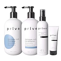 Prive Moisture Rich Shampoo Bundle with Conditioner, Smoothing Solution, and Prep & Protect Spray