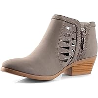 Soda CHANCE Womens Perforated Cut Out Stacked Block Heel Ankle Booties