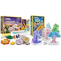 NATIONAL GEOGRAPHIC Mega Arts and Crafts Kit for Kids - Kids Paint Marbling & Air Dry Pottery Craft - Create Glass Tile Mosaics & Craft Kits for Kids - Crystal Growing Kit