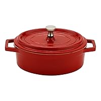 G.E.T. CA-003-RW/CC Heiss® Energy-Efficient Cast Aluminum Mini Dutch Oven with Lid, 12 Ounce, Red/White