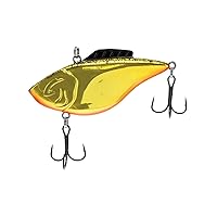 Hammer-Trap - Freshwater Lifelike Lipless Crankbait Fishing Lure with Mustad Triple Grip Hooks, 5/8 OZ, Gold Black Splatter W/Orange Belly