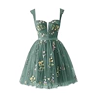 Basgute Tulle Short Homecoming Dresses for Teens Mini Flower Embroidery Prom Dress 2023 Fairy Formal Evening Party Gown