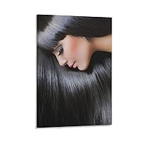 TruriM Hair Salon Poster Hair Salon Decoration Model Long Black Hair Fashion Poster Bedroom Office Decoration Printing Poster Gift Frame-style 24x36inch(60x90cm)