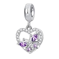 Crystal Butterfly Heart Charm Animal Love Bead for Pandora Bracelet Mothers Day Gift