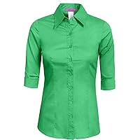 NE PEOPLE Womens Tailored 3/4 Sleeve Button Down Office Shirt