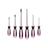 Magnetic Screwdriver Set - 6 Piece Phillips Head and Flat Head Hand Pink Tool Set for Women & Ladies - Insulated Screwdriver Kit with Magnetic Tip - Screw Drivers Set
