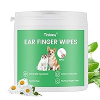 Dog Ear Wipes for Dogs - Finger Pads(60 Pads) | Plant-Based Cat Dog Ear Cleaner Wipes Cleaning Solution to Remove Dirt and Ear Wax, Relieve Itching, Shaking Head & Inflammation