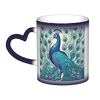 Color Changing Mug Cute Peacock Coffee Mug Ceramic Coffee Cups Creative Mug Coffee Magic Mugs Magic Tea Cup Mug