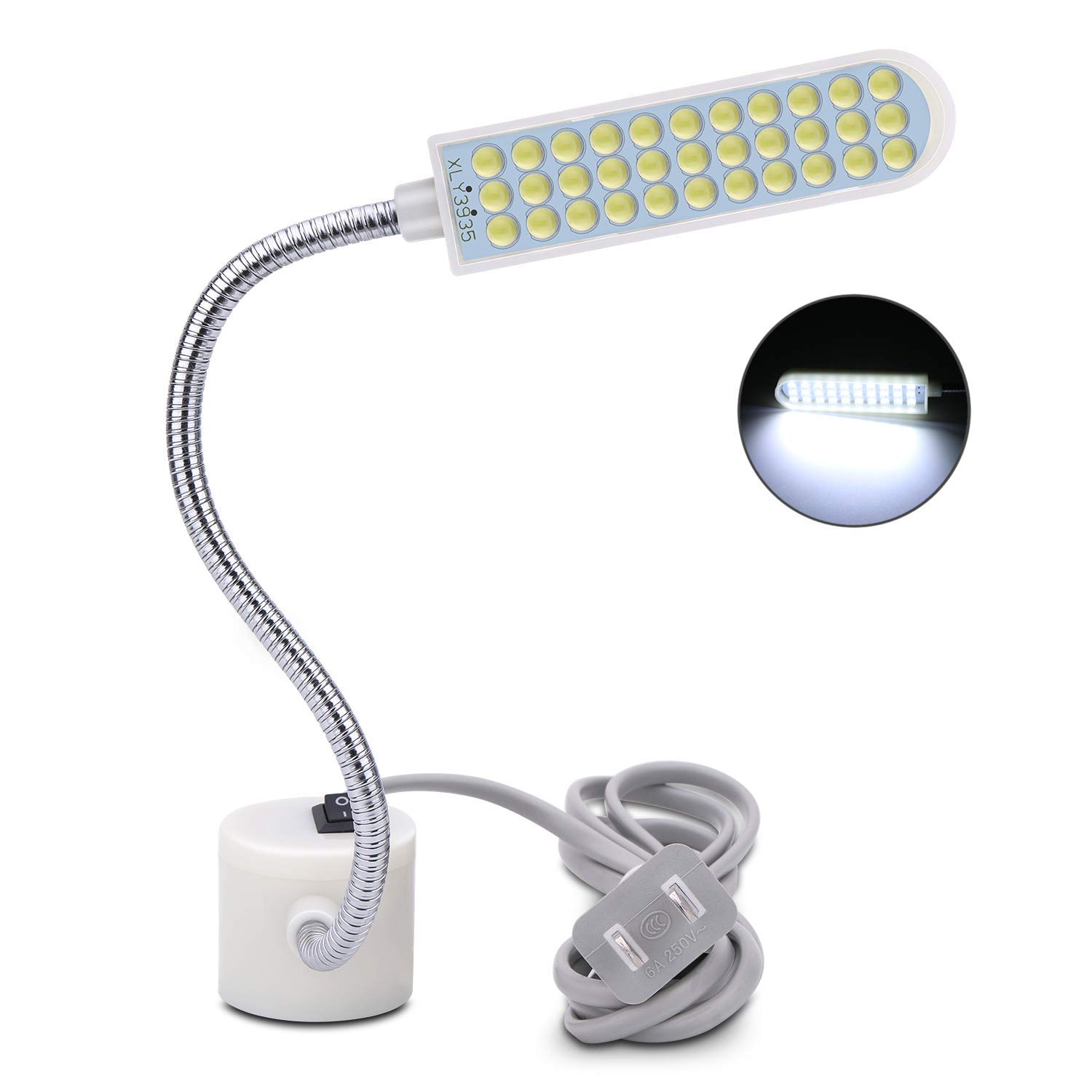 harmiey Sewing Machine Light (36LED) Gooseneck Work Light with Magnetic Mounting Base, White Soft Light for Lathes, Drill Presses, Workbenches