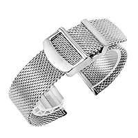JBR Metal Mesh Watch Band Premium Solid Milanese Stainless Steel Strap Deployment Buckle Polished Strap 20mm/22mm for Mens Women