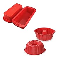 SILIVO 2x Silicone Bread Pans + 2x Silicone Bundt Pans