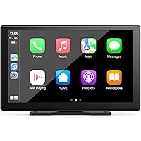 Wireless Apple Carplay& Android Auto, 9'' Portable Apple Carplay Car Stereo with 1080P Backup Camera, Voice Control/Navigation/BT/Phone Mirroring