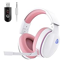 2.4GHz Wireless Gaming Headset for PS5, PC, PS4, Mac, Nintendo Switch, Bluetooth 5.2 Gaming Headphones with Microphone for Computer, Mobile, Stereo Sound, 3.5MM Wired Mode for Xbox Series(Pink)