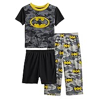 DC Comics Boys' Batman 3 Piece Pajama Set DC Universe Sleepwear Dark Knight