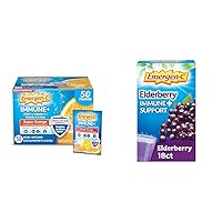 Immune+ Triple Action Immune Support Powder & Immune+ Vitamin C 1000mg (18 Count, Elderberry) Dietary Supplement Fizzy Drink Mix Powder Packets
