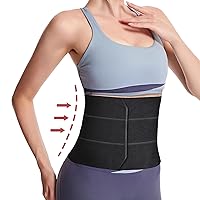 Cozyhealth Elastic Abdominal Binder Lower Waist Support Belt - Umbilical Hernia Support Pad Universal Wide Belly Girdle Stomach Surgical Compression Wrap for Men and Women (Black 3 Panel, 9