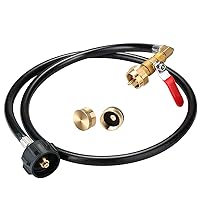 WADEO Propane Refill Adapter Hose, for 1 LB Propane Gas Tank, 48'' Propane Extension Hose, Propane Refill Hose with ON/Off Control Valve, Included Two 1 LB Propane Bottle Caps